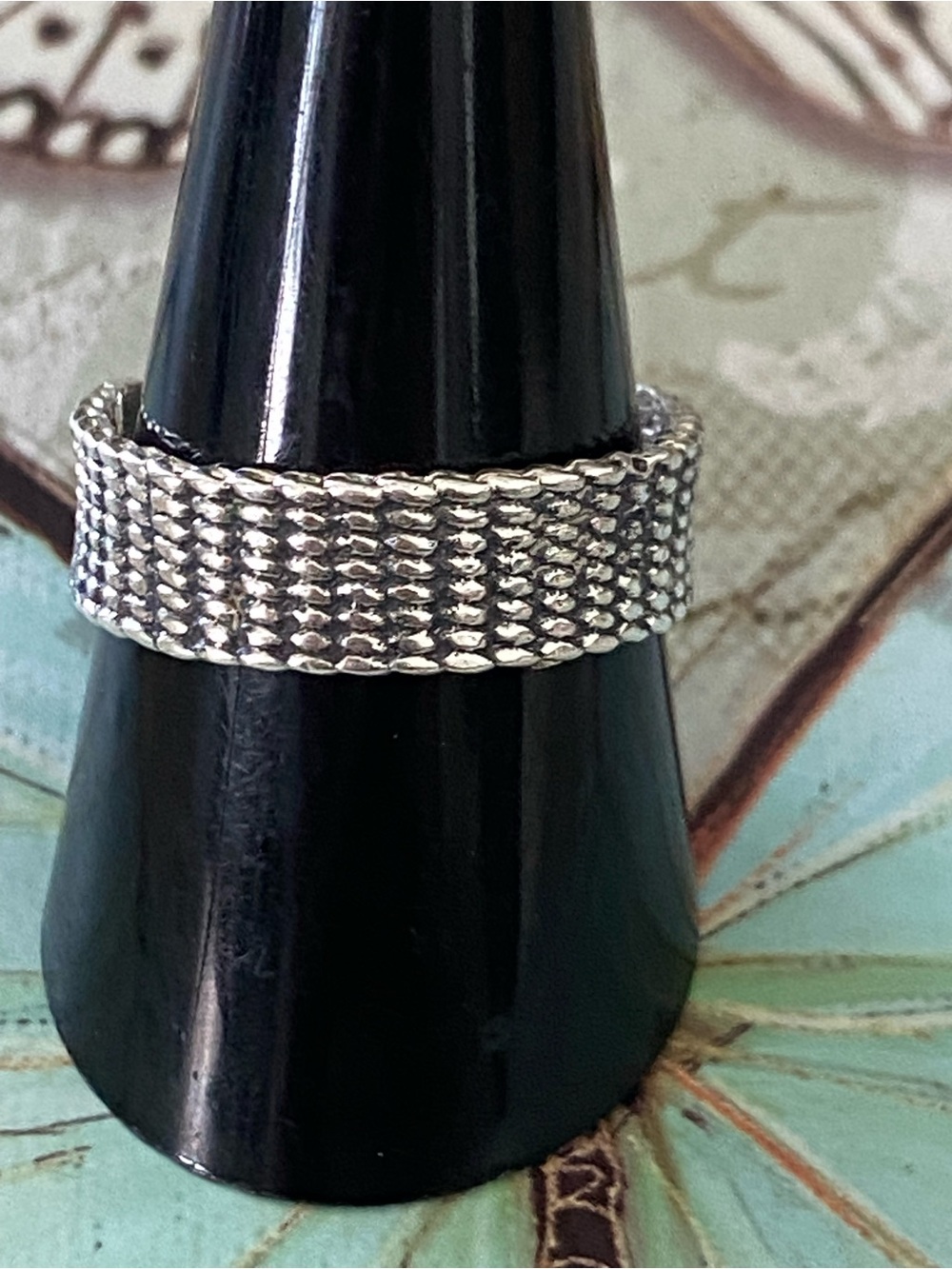 Elegant Textured Silver Band Ring - Men Jewelry